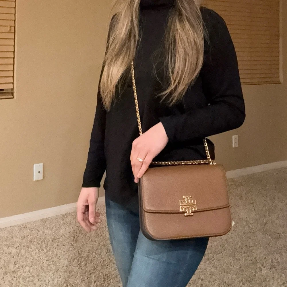 NWT Tory Burch Britten Small Adjustable Shoulder Bag 140987 Moose $575
